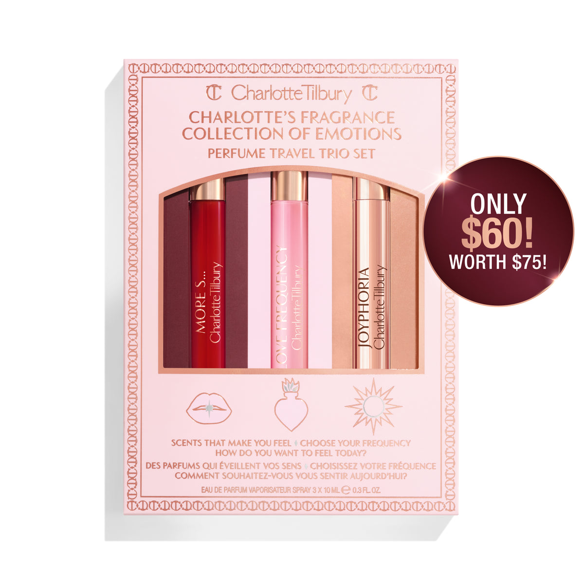 FRAGRANCE COLLECTION OF EMOTIONS PERFUME TRAVEL TRIO SET - LIMITED EDITION FRAGRANCE KIT